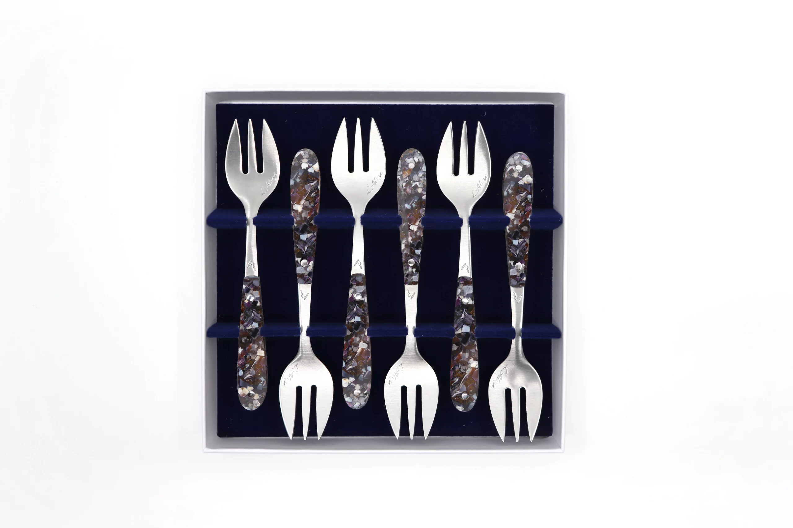 Coffret de 6 fourchettes l'alizé en moules vue du dessus